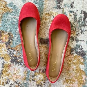 Rohb by Joyce Aritzia Red Corsica Faux Suede Ballet Flats Shoe EUC Size 6.5